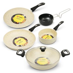 Impex 6 Pcs Nonstick Granite Cookware Set | 3 mm Thickness | Induction Bottom Cookware Set, Nonstick Cookware Set of Frypan, Kadai Pan, Tawa Pan, Tadka Pan and Milk Pan | 1 Year Warranty - Image 2