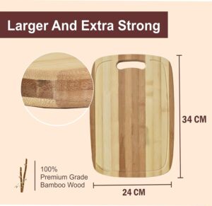 Yellow Weaves Natural Bamboo Wood Cutting Board/Chopping Board with Juice Groove for Kitchen (24x34 cm) - Image 4