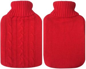 Frackson 2000 ML Hot Water Bottle With Woolen Cover Classic Non Toxic Natural Rubber Hot and Cold Water Bag - 2.0 Ltr - ISO 45001 Certified No Leakage- Winter (Red) - Image 3