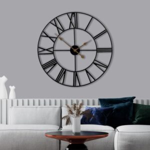 Sorbus Large Wall Clock for Living Room Decor - 12 inch Big Wall Clock Decorative - Battery Operated - Roman Numeral Analog Large Clock for Bedroom, Room, Home, Kitchen, Office, Wall Decor (Black) - Image 9