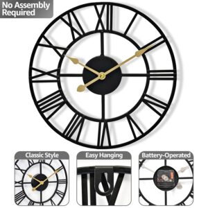 Sorbus Large Wall Clock for Living Room Decor - 12 inch Big Wall Clock Decorative - Battery Operated - Roman Numeral Analog Large Clock for Bedroom, Room, Home, Kitchen, Office, Wall Decor (Black) - Image 5