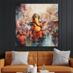 Livin'luxe paintings Dancing ganesha religious modern art canvas home decor wall paintings with frame painting for living room wall decoration office 24 inch x 24 inch CR-253 - Image 4