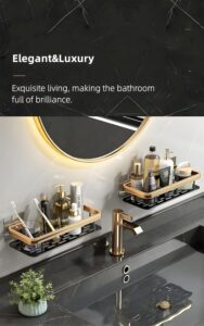 JIALTO Bathroom Accessories - 2 Pcs Self Adhesive Wall Mounted Aluminium Bathroom Shelf for Wall, Heavy Duty Bathroom Organiser, Silver Washroom Organizer - Image 7