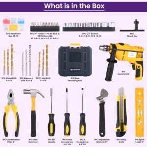 Asian Paints Corded Electric Professional Impact Drill Tool kit, 550 Watts, 2900 RPM, Chuck 10mm Machine Variable Speed, Forward/Reverse Rotation, Double Insulation, Improved Carbon Brush (160 Pcs) - Image 4