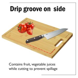 Yellow Weaves Extra Large Natural Bamboo Wood Cutting Board/Chopping Board with Juice Groove for Kitchen (36x26 cm) - Image 7