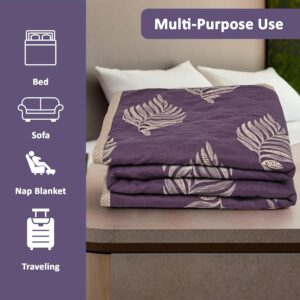 Kuber Industries 220 GSM Reversible AC Comforter for Double Bed | All Weather Warm & Soft Microfiber Quilt | Beautifully Crafted Razai, Duvet & Kambal for Home | Gold feather -Purple - Image 7