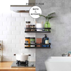 UmI. Metal Multi-Purpose Wall Mount Floating Shelf Wall Mounted Storage Shelves For Kitchen, Bathroom, Bedroom, Office (Medium, Black) - Image 6