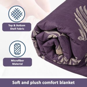 Kuber Industries 220 GSM Reversible AC Comforter for Double Bed | All Weather Warm & Soft Microfiber Quilt | Beautifully Crafted Razai, Duvet & Kambal for Home | Gold feather -Purple - Image 6