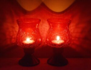 MARBOGLASS India Glass Tea Light Candle Holder 5 inch with Metal Stand (Set of 2) (2 Candle Free) (Red) - Image 5