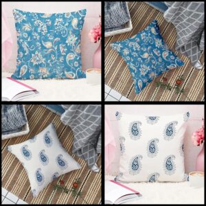 STITCHNEST Floral Decorative Blue and White Printed Poly Cotton Square Cushion Covers. (16 X 16 Inches, Set of 5) - Image 3