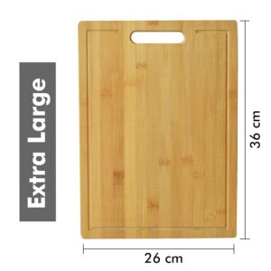 Yellow Weaves Extra Large Natural Bamboo Wood Cutting Board/Chopping Board with Juice Groove for Kitchen (36x26 cm) - Image 3