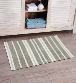 THE HOME TALK Diagonal Stripes Cotton Area Rug - 2X3 FT - Taupe - Carpets Suitable for Living Room, Bedroom, Dining Room, Home Décor - Handcrafted Traditional Rugs - Non-Skid - Image 4