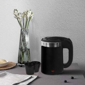 GIONEE Brings 0.5ltr Double Wall Portable Steel body small size Electric Kettle for Water/Tea/Coffee/Milk/Noodle with fast boiling powerful heating Element & Auto Shut-off 1100W (Black) - Image 7