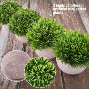 Dekorly® 4 Packs Artificial Potted Plants Bathroom Fake Shelf Plant Office Table Decor Mini Green Faux Topiary Kitchen Cabinet Farmhouse Decorations (4 Plastic Pots) - Image 4