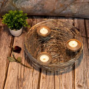 GIBOX Nest Tealight Candle Holders | Iron Tealight Holder Stand with 3 Compartments | Wire Patterned Decorative Candle Holders for Home | Unique Votive Candle Holders for Gifts | Tealight Holder Small - Image 4