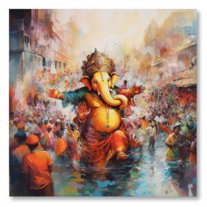 Livin'luxe paintings Dancing ganesha religious modern art canvas home decor wall paintings with frame painting for living room wall decoration office 24 inch x 24 inch CR-253 - Image 3