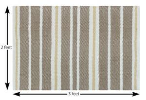 THE HOME TALK Diagonal Stripes Cotton Area Rug - 2X3 FT - Taupe - Carpets Suitable for Living Room, Bedroom, Dining Room, Home Décor - Handcrafted Traditional Rugs - Non-Skid - Image 3