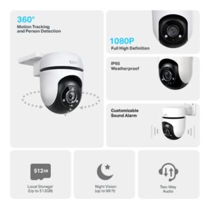 TP-Link Tapo C500 Outdoor Pan/Tilt Home Security WiFi Smart Camera | 2MP 1080p Full HD Live View | 360° Visual Coverage | Night Vision | Support Alexa and Google Assistant | 2-Way Audio - Image 3