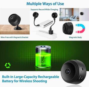 NHS WiFi Spy Camera Hidden for Home Outdoor High HD Focus Spy Magnet Mini Live Stream Night Vision IP Wireless 1080P Audio Video Hidden Indoor Nanny Camera for Home Offices Security Multicolor - Image 6