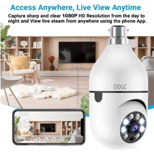 DDLC Wi-Fi Camera CCTV Camera 1080p Wireless PTZ Bulb Shape V380 Pro | Indoor 360° Smart Home Security Camera Light Vision 24x7 Continuous Recording with Motion Sensor LED Lights (Light Bulb) - Image 5