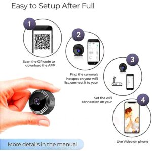 NHS WiFi Spy Camera Hidden for Home Outdoor High HD Focus Spy Magnet Mini Live Stream Night Vision IP Wireless 1080P Audio Video Hidden Indoor Nanny Camera for Home Offices Security Multicolor - Image 3