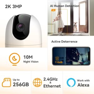 Imou 3MP Smart CCTV Security WiFi Camera for Home, 360° Coverage, AI Human Detection, Siren Alarm, Night Vision 10M, 2-Way Talk, Supports 256GB SD Card, WiFi & Ethernet Connection - Image 3