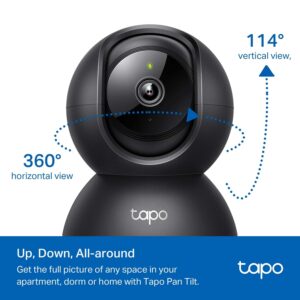 Tapo C201 360° 2MP 1080p Full HD Pan/Tilt Home Security Wi-Fi Smart Camera| Alexa Enabled| 2-Way Audio| Night Vision| Motion Detection| Sound and Light Alarm| Indoor CCTV Black - Image 5