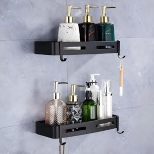 JIALTO 2 Pcs Shelf for Bathroom | Self-Adhesive Bathroom Shelf for Wall | Stand and Rack Without Drilling | Bathroom Accessories and Storage Rack (Blacks) - Image 2