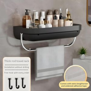 MorivaHomes Multipurpose Self-Adhesive ABS Plastic Bathroom Wall Mounted Storage Organizer Shelf & Towel Holder/Rack/Bathroom Accessories (Pack of 1, Black) - Image 5