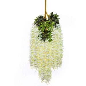 HOME BUY Artificial Wisteria Decoration Flowers Outdoor, Festivals, Christmas, Diwali, ganpati, Home,Party,Wedding,Baby Shower,for Garland Long Hanging Decor -White (Pack of 12) - Image 3