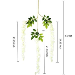 HOME BUY Artificial Wisteria Decoration Flowers Outdoor, Festivals, Christmas, Diwali, ganpati, Home,Party,Wedding,Baby Shower,for Garland Long Hanging Decor -White (Pack of 12) - Image 4
