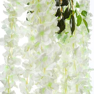 HOME BUY Artificial Wisteria Decoration Flowers Outdoor, Festivals, Christmas, Diwali, ganpati, Home,Party,Wedding,Baby Shower,for Garland Long Hanging Decor -White (Pack of 12) - Image 5