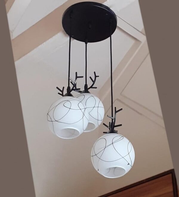 BrightLyt Hanging Lights for Living Room, Ceiling Pendant Lamps for Home Decoration, Pendant Drawing Room Center Hanging Lamp, Dining Table Ceiling Chandelier (Deer Horns 3 Round Cluster) - Image 6