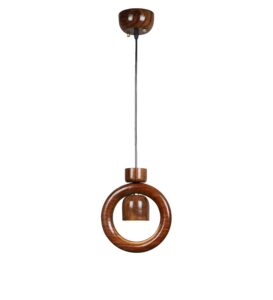 Green House Handmade Sheesham Wood Hanging Pendant Ceiling Jhumar | Diwali Decor Chandelier | 9W Warm White LED | Unique Ring Design | Living Room, Bedroom, Dining, Hall, Office | Aesthetic Luxury - Image 4