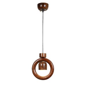 Green House Handmade Sheesham Wood Hanging Pendant Ceiling Jhumar | Diwali Decor Chandelier | 9W Warm White LED | Unique Ring Design | Living Room, Bedroom, Dining, Hall, Office | Aesthetic Luxury - Image 4