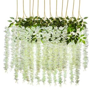 HOME BUY Artificial Wisteria Decoration Flowers Outdoor, Festivals, Christmas, Diwali, ganpati, Home,Party,Wedding,Baby Shower,for Garland Long Hanging Decor -White (Pack of 12) - Image 6