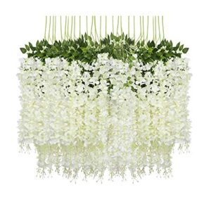 HOME BUY Artificial Wisteria Decoration Flowers Outdoor, Festivals, Christmas, Diwali, ganpati, Home,Party,Wedding,Baby Shower,for Garland Long Hanging Decor -White (Pack of 12) - Image 2