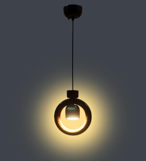 Green House Handmade Sheesham Wood Hanging Pendant Ceiling Jhumar | Diwali Decor Chandelier | 9W Warm White LED | Unique Ring Design | Living Room, Bedroom, Dining, Hall, Office | Aesthetic Luxury - Image 7
