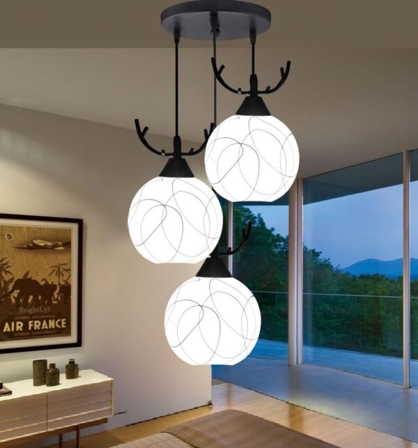 BrightLyt Hanging Lights for Living Room, Ceiling Pendant Lamps for Home Decoration, Pendant Drawing Room Center Hanging Lamp, Dining Table Ceiling Chandelier (Deer Horns 3 Round Cluster) - Image 2