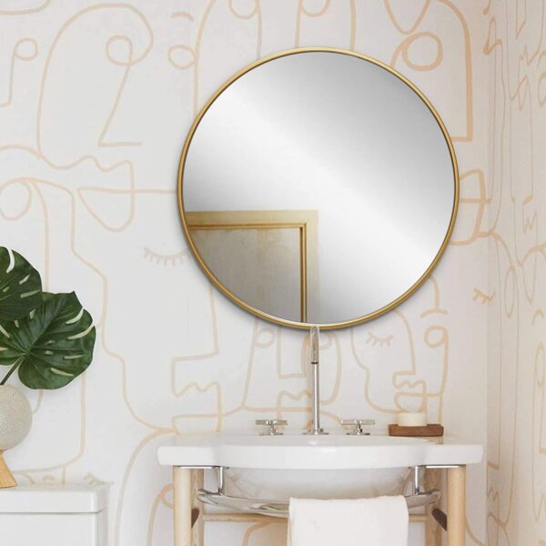 The arts box Round Mirror for Bathroom, Gold Circle Mirror for Wall Mounted, Modern Brushed Brass Metal Frame Round Mirror for Wall Decor, Vanity, Living Room, Bedroom, Framed (Gold, 24Inch) - Image 8