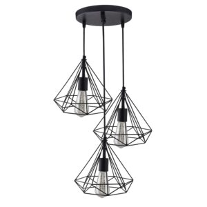 Homesake Black Hanging Light Diamond Cluster-Modern Ceiling Pendant Light for Home Decoration, Living Room,Bedroom,and Dining Room; Stylish Chandelier, Contemporary Interior Design (Pack of 1)(Black) - Image 3