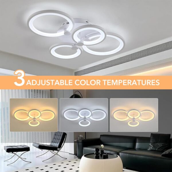 ELEPHANTBOAT® 36W Dimmable Ceiling Light, 3-Color Round LED Ceiling Light with Remote Control, Flush Mount Lighting Fixture with 4 White Rings for Living Room Bedroom (2800-6000k) - Image 4