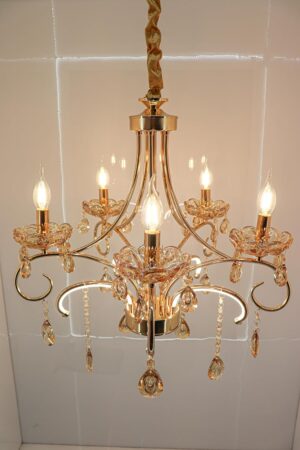 swanart 𝓛𝓪 𝓑𝓮𝓵𝓵𝓮𝔃𝔃𝓪 K9 Crystal Chandelier, 5-Light Gold Ceiling Light Fixture with E14 LED Filament Bulbs, Adjustable Chain, Elegant Crystal Lighting for Dining Room, Living Room, Bedroom - Image 6