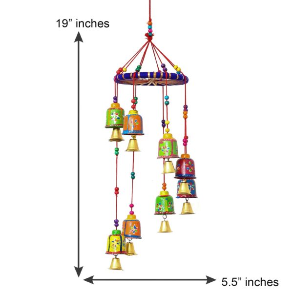 eCraftIndia Multicolour Handcrafted Decorative Window Door Wall Hanging Bells Wind Chimes Decorative Showpiece- Diwali Decoration Items for Home Decor- Gift for Diwali Navratri Housewarming - Image 3