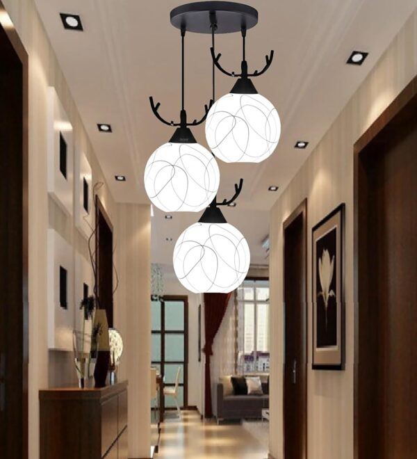 BrightLyt Hanging Lights for Living Room, Ceiling Pendant Lamps for Home Decoration, Pendant Drawing Room Center Hanging Lamp, Dining Table Ceiling Chandelier (Deer Horns 3 Round Cluster) - Image 8