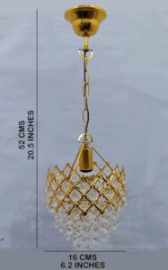 Decorativehut Exotic Crystal Chandelier for Home Decoration | Jhumar for Home Decoration | Diwali Decoration Lights | Jhoomer for Living Room | Standard, Golden (Bulb Included) - Image 8