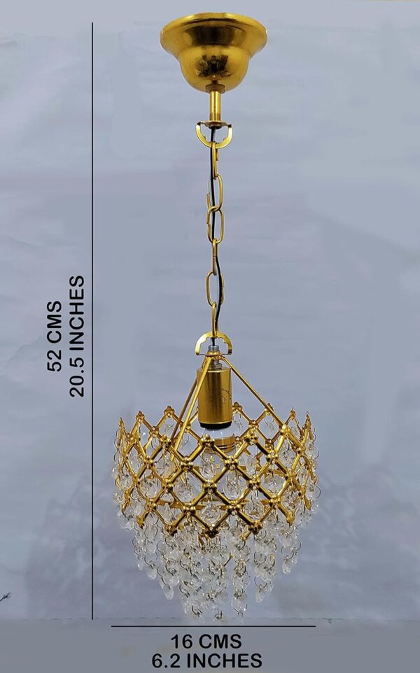 Decorativehut Exotic Crystal Chandelier for Home Decoration | Jhumar for Home Decoration | Diwali Decoration Lights | Jhoomer for Living Room | Standard, Golden (Bulb Included) - Image 8