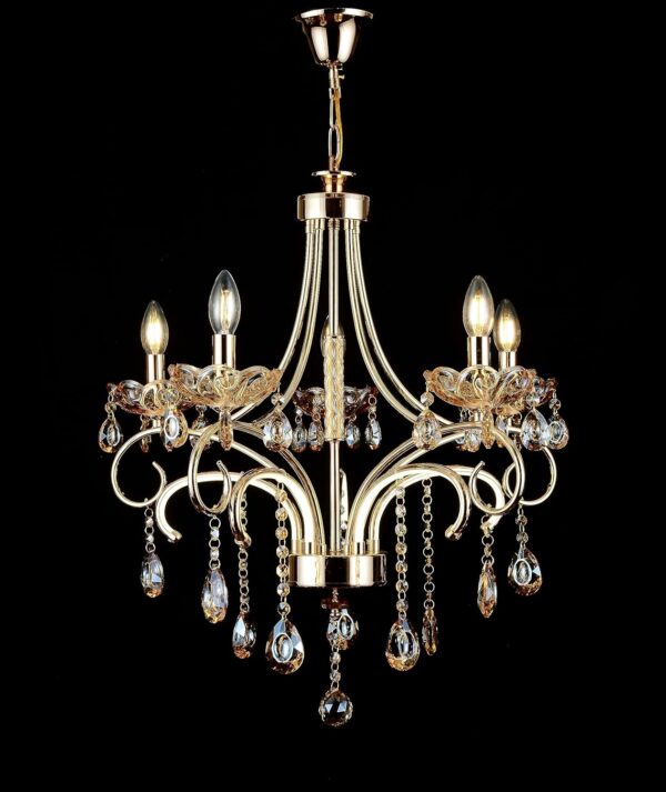 swanart 𝓛𝓪 𝓑𝓮𝓵𝓵𝓮𝔃𝔃𝓪 K9 Crystal Chandelier, 5-Light Gold Ceiling Light Fixture with E14 LED Filament Bulbs, Adjustable Chain, Elegant Crystal Lighting for Dining Room, Living Room, Bedroom - Image 7