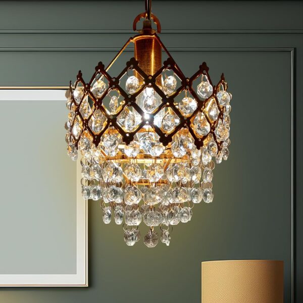 Decorativehut Exotic Crystal Chandelier for Home Decoration | Jhumar for Home Decoration | Diwali Decoration Lights | Jhoomer for Living Room | Standard, Golden (Bulb Included) - Image 2