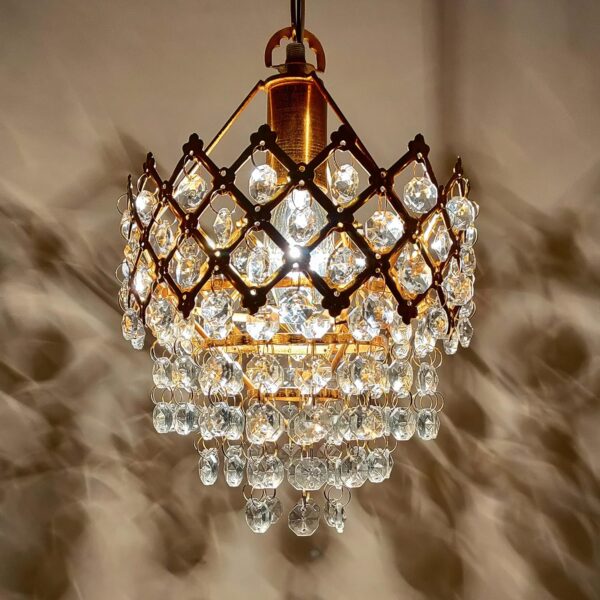 Decorativehut Exotic Crystal Chandelier for Home Decoration | Jhumar for Home Decoration | Diwali Decoration Lights | Jhoomer for Living Room | Standard, Golden (Bulb Included) - Image 3